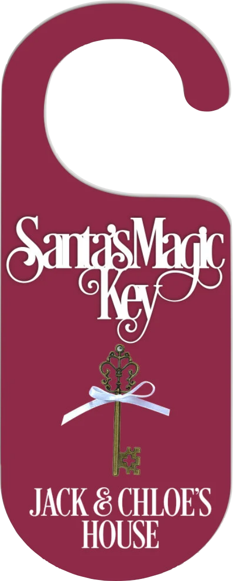 Santa's Magic Key | Door Hanger | Personalised Christmas Decoration Keepsake. Various colours & designs available.