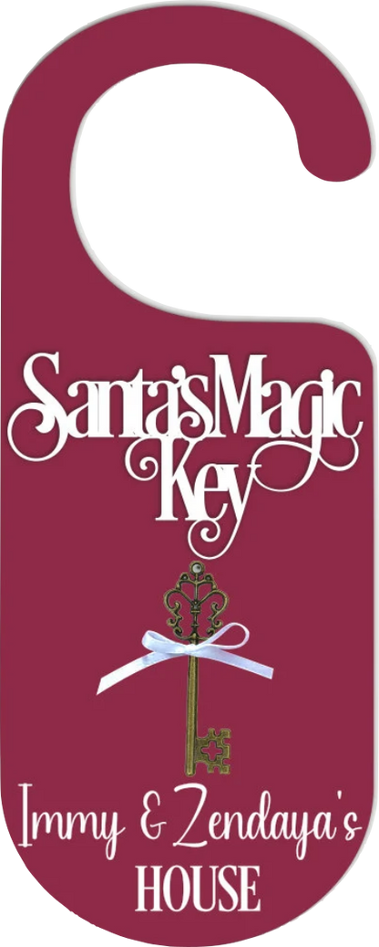 Santa's Magic Key | Door Hanger | Personalised Christmas Decoration Keepsake. Various colours & designs available.