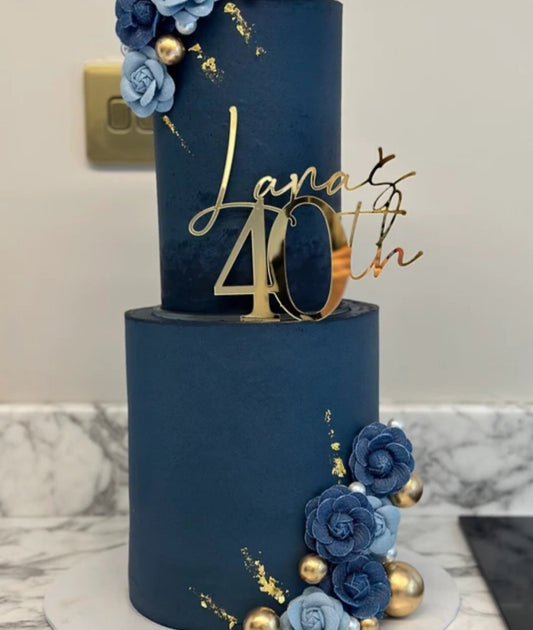 Acrylic Name's Age Cake Topper or Charm. Various Fonts, Colours & Sizes