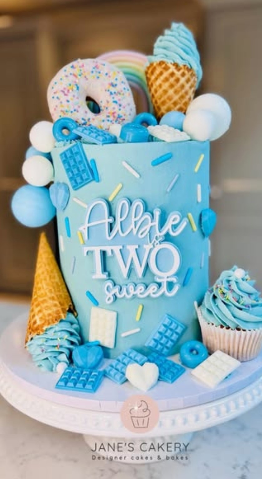 Double layer Name's Two Sweet Charm or Topper. Various Size & Colour Options