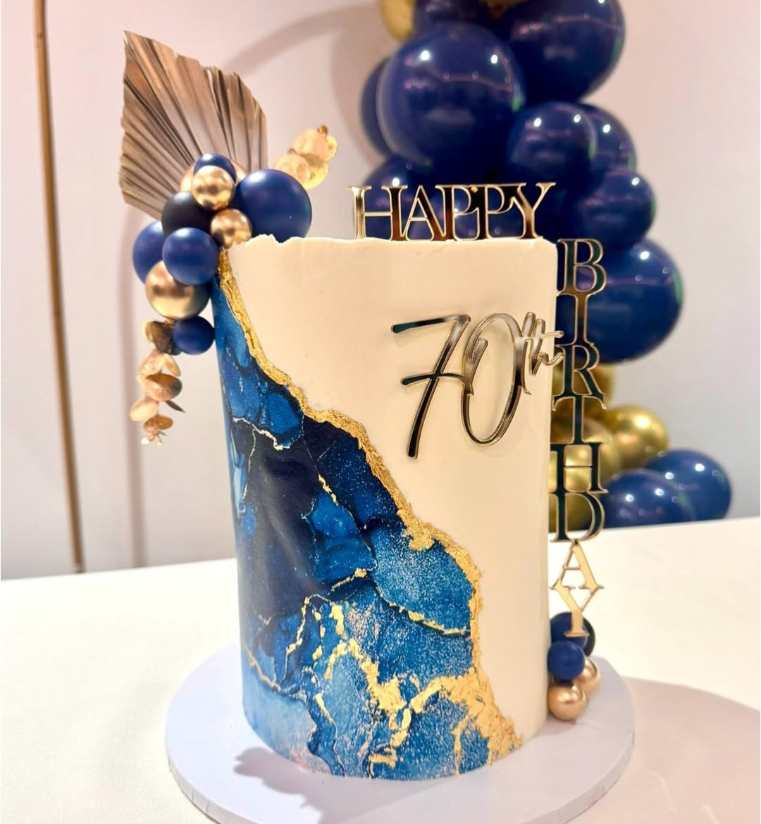 Acrylic Happy Birthday Cake Topper Set. Various Colours & Sizes. Optional age charm