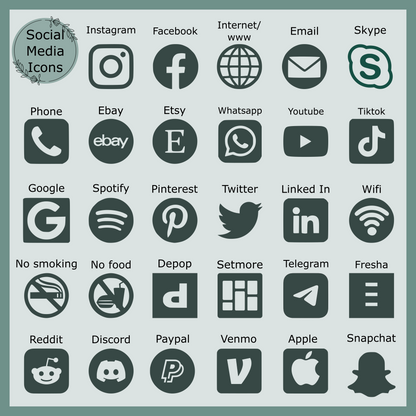 Social Media Symbols Icons/Logo's. Various Colours & Sizes. 3mm Depth Acrylic