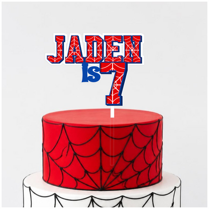 Spider theme 'Name is Age' printed cake topper or charm