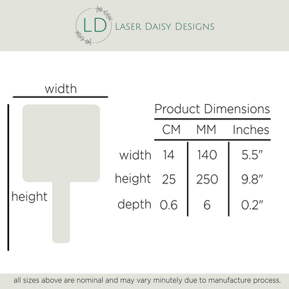 Personalised Handheld Mirrors. Luxury 6mm, Beauty, MUA, Aesthetics - Branded Logo