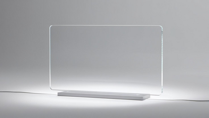 Blank 3mm clear cast acrylic rectangle/Semi Circle plaque with stand. Optional stand colours.
