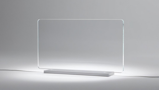 Blank 3mm clear cast acrylic rectangle/Semi Circle plaque with stand. Optional stand colours.