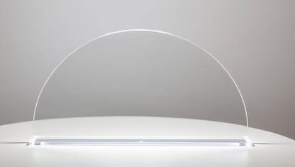 Blank 3mm clear cast acrylic rectangle/Semi Circle plaque with stand. Optional stand colours.