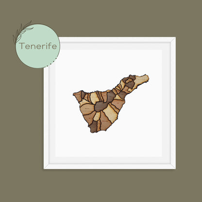 Handmade, wooden map of Tenerife, world map. Framed home, office, custom, personalised wall, freestanding art, gift