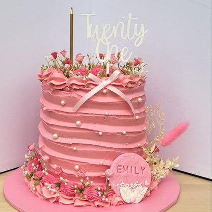 Acrylic 'Twenty One' Cake Topper or Charm. Various Fonts, Colours & Sizes