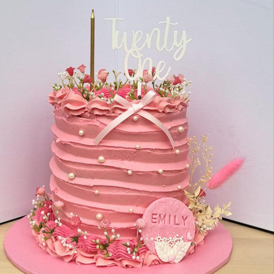 Acrylic 'Twenty One' Cake Topper or Charm. Various Fonts, Colours & Sizes