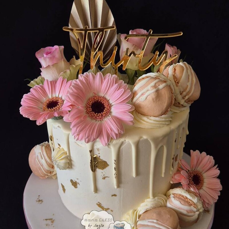 Acrylic 'Thirty' Cake Topper or Charm. Various Fonts, Colours & Sizes
