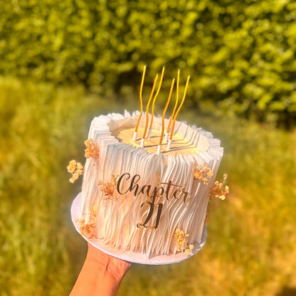 Acrylic Chapter Age Cake Topper or Charm. Various Fonts, Colours & Sizes