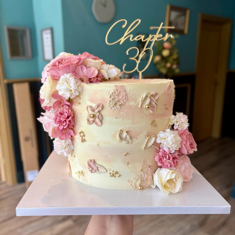 Acrylic Chapter Age Cake Topper or Charm. Various Fonts, Colours & Sizes