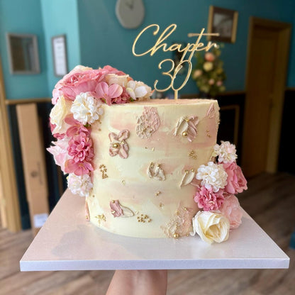 Acrylic Chapter Age Cake Topper or Charm. Various Fonts, Colours & Sizes