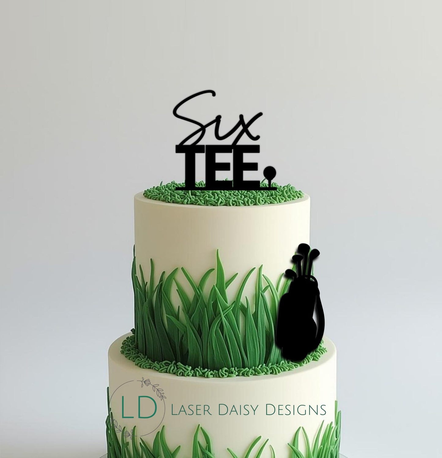 Acrylic SixTEE golfer theme cake topper/charm set. Personalisation Optional