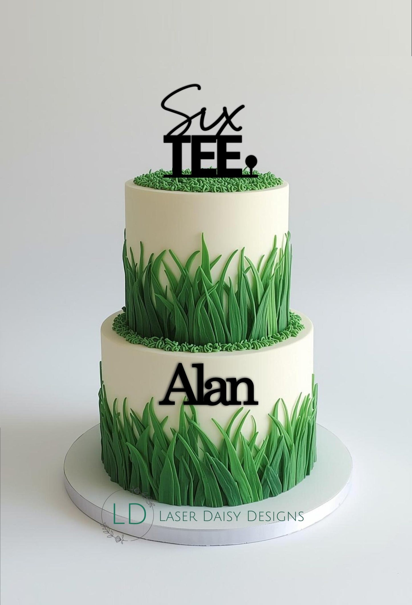 Acrylic SixTEE golfer theme cake topper/charm set. Personalisation Optional