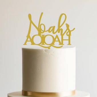 Acrylic 'name's' Aqiqah Cake Topper or Charm. Various Fonts, Colours & Sizes