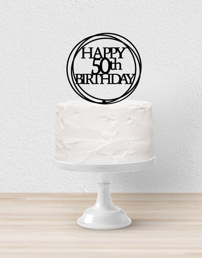 Acrylic Circle Design Birthday Age Topper. Various Colours & Sizes