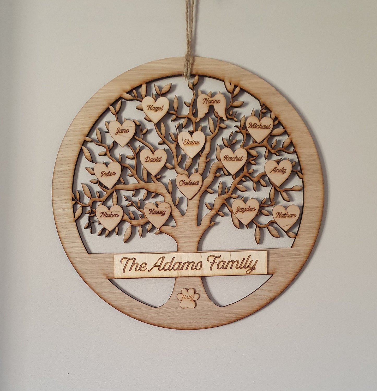 Wooden personalised family tree frame
