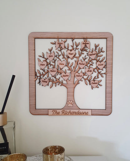 Wooden personalised family tree frame