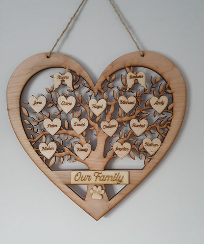 Wooden personalised family tree frame