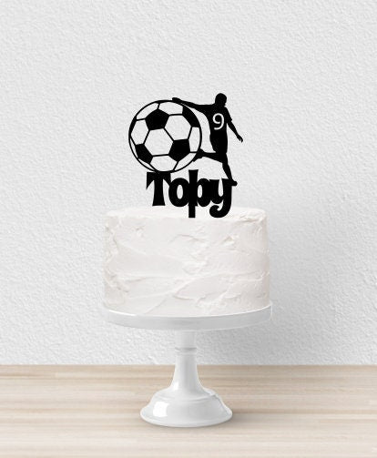 Personalised Acrylic Football Cake Charm or Topper. Various Colours, Fonts & Sizes