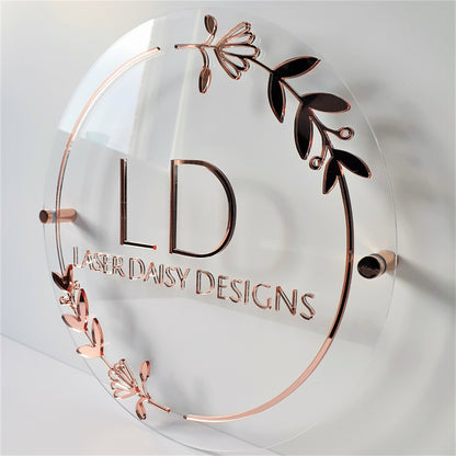 Custom personalised acrylic business sign logo, various sizes with optional colours.