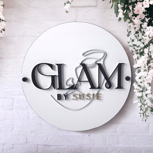 Custom personalised acrylic business sign logo, various sizes with optional colours.