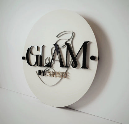 Custom personalised acrylic business sign logo, various sizes with optional colours.