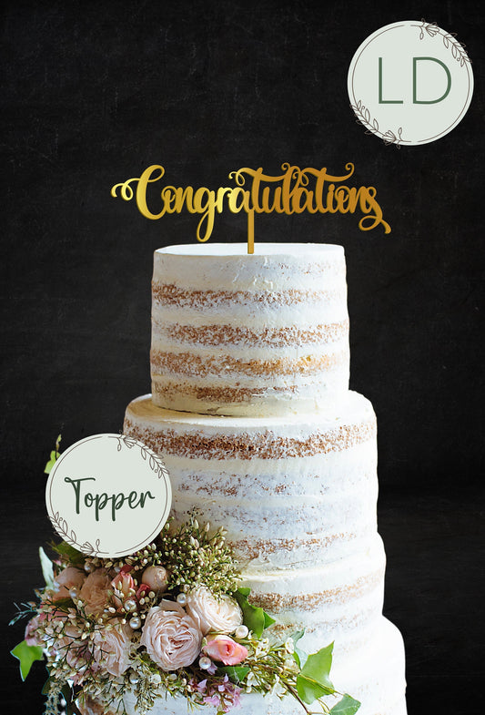 Congratulations Cake Topper or Charm. Various Fonts, Colours & Sizes