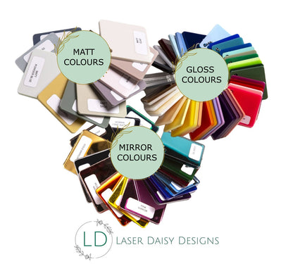 Colour Samples-Laser Daisy Designs. Full set or set of your choice.