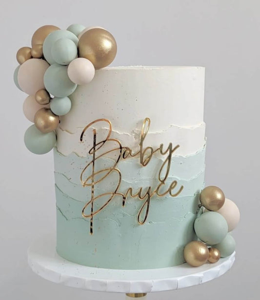 Acrylic Baby 'name' Cake Topper or Charm. Various Fonts, Colours & Sizes
