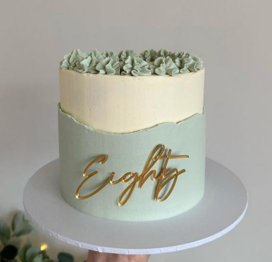 Acrylic 'Eighty' Cake Topper or Charm. Various Fonts, Colours & Sizes