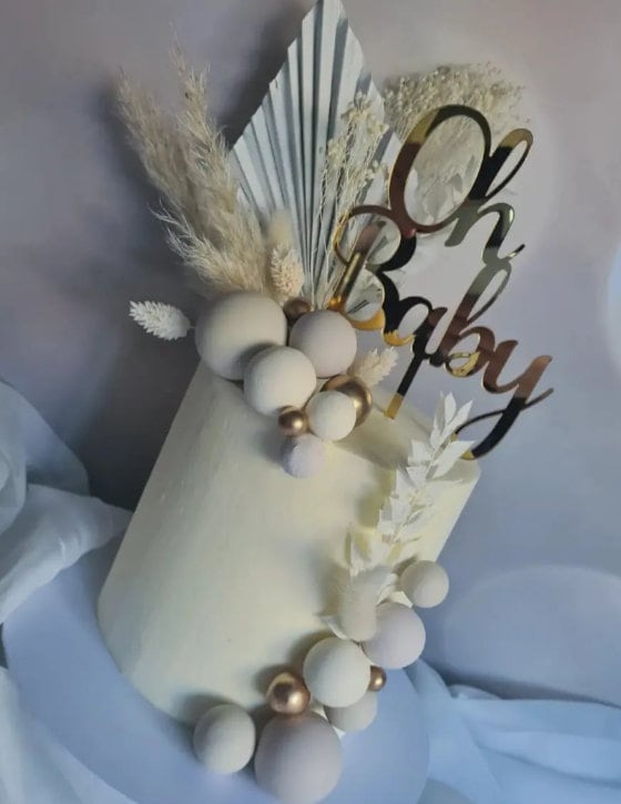 Acrylic Oh Baby Cake Topper or Charm. Various Fonts, Colours & Sizes