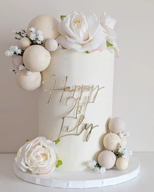 Acrylic Happy 'Age' 'Name' Cake Topper or Charm. Various Fonts, Colours & Sizes