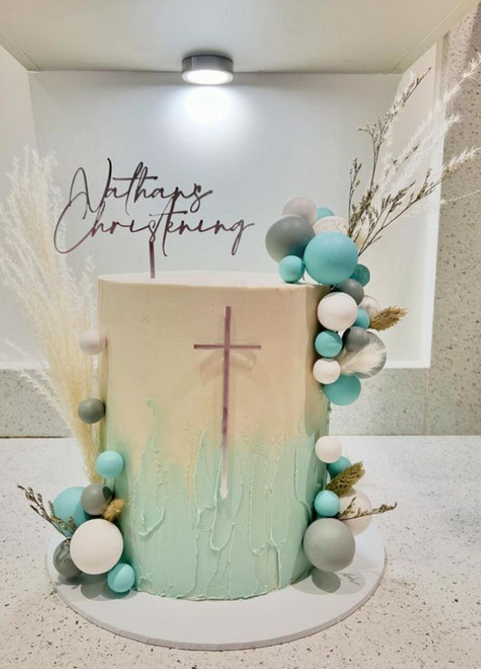 Acrylic 'name' Christening/Baptism Topper or Charm. Various Fonts, Colours & Sizes