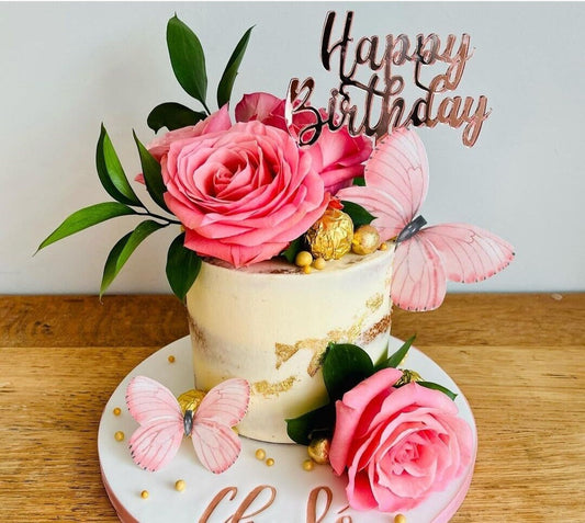 Acrylic Happy Birthday Cake Topper or Charm. Various Fonts, Colours & Sizes