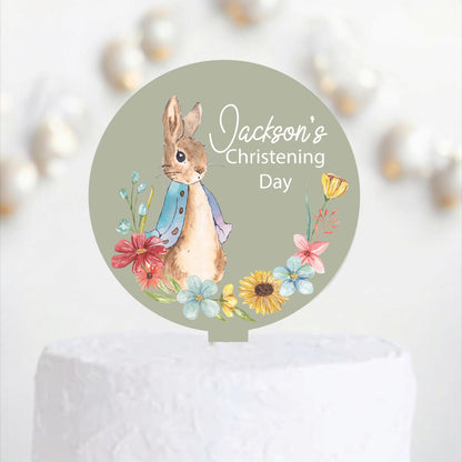 Personalised Bunny Rabbit theme printed cake topper. Various Fonts types and colours.