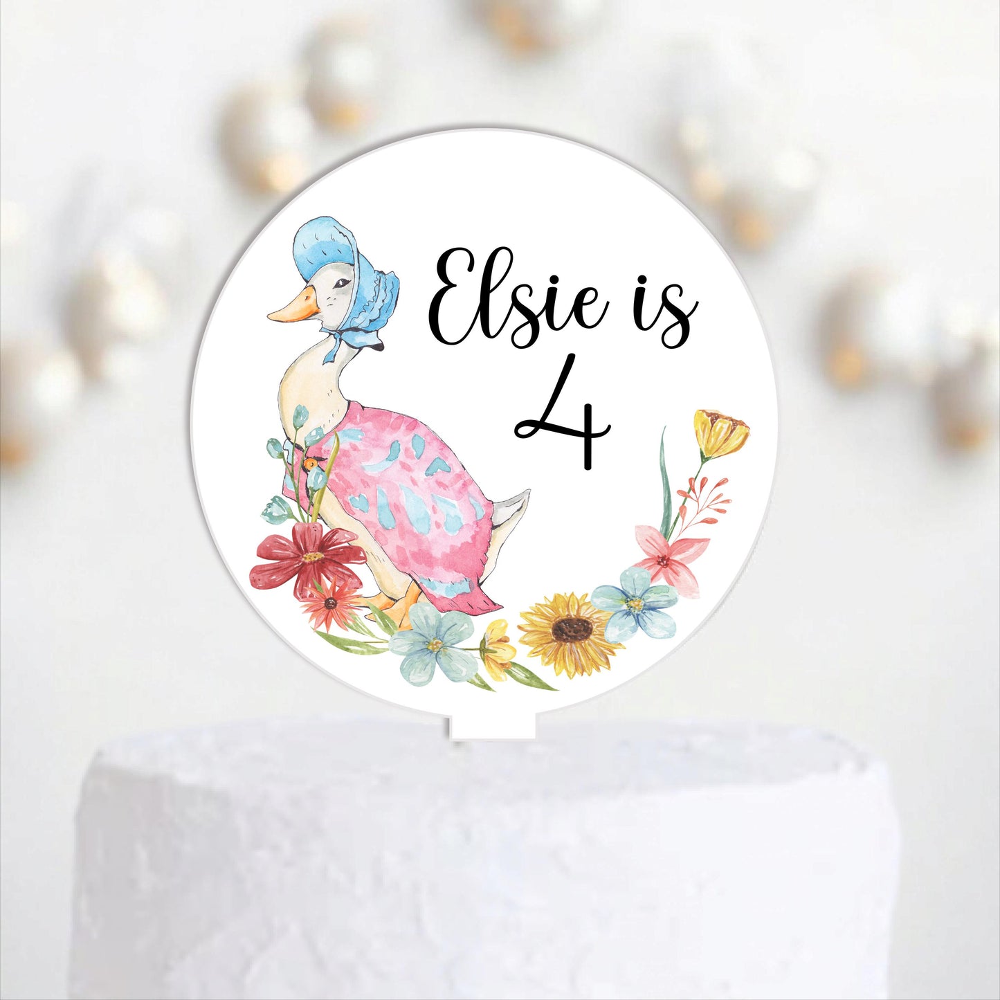 Personalised Bunny Rabbit theme printed cake topper. Various Fonts types and colours.