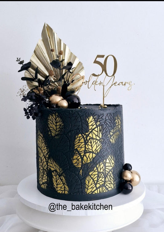 Acrylic 50 Golden Years Cake Topper or Charm. Various Fonts, Colours & Sizes