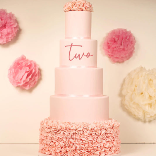 Acrylic 'Two' Cake Topper or Charm. Various Fonts, Colours & Sizes