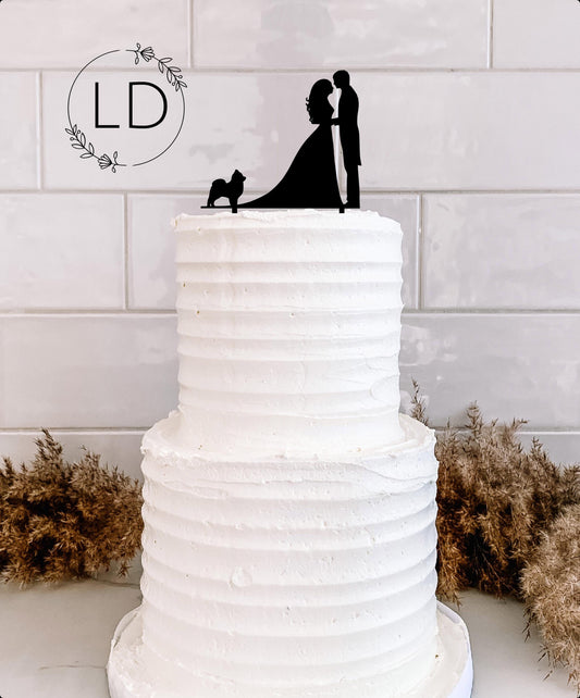 Bride Groom Pet Silhouette Cake Topper or Charm. Various Colours & Sizes