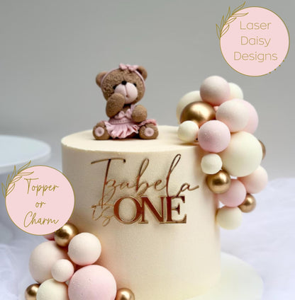 Acrylic Name is Age Cake Topper or Charm. Various Fonts, Colours & Sizes