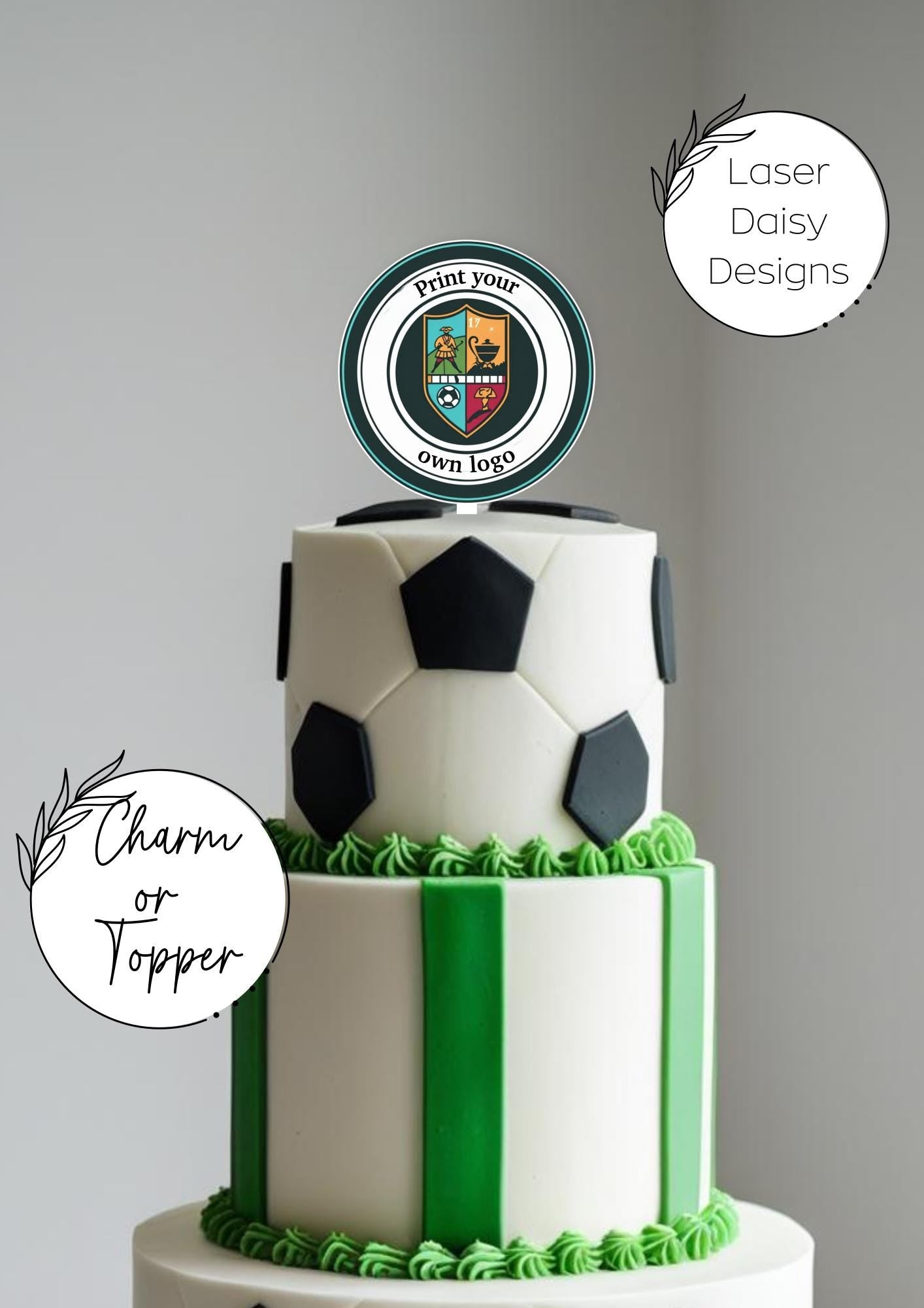 Personalised Acrylic Football Cake Charm or Topper. Any team or Logo