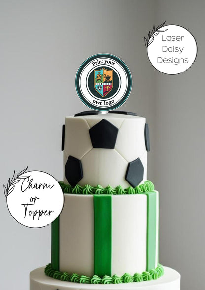Personalised Acrylic Football Cake Charm or Topper. Any team or Logo