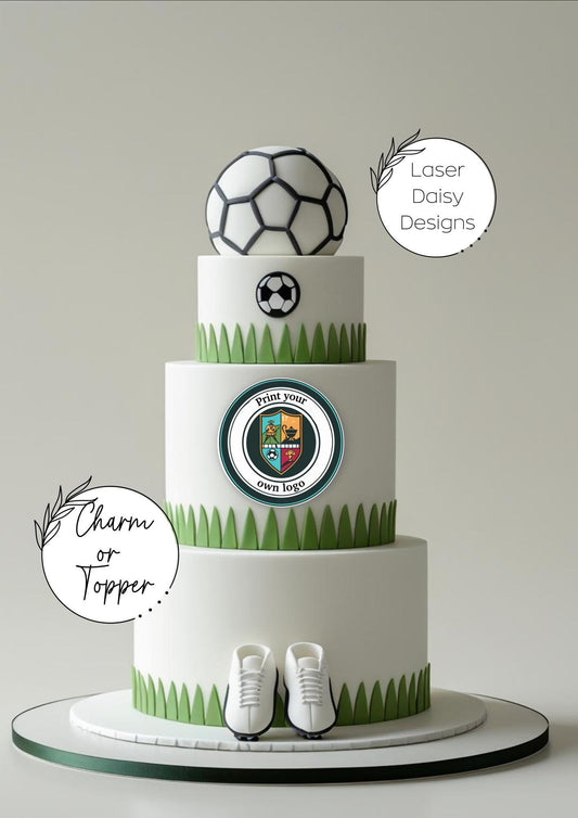 Personalised Acrylic Football Cake Charm or Topper. Any team or Logo