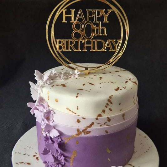 Acrylic Circle Design Birthday Age Topper. Various Colours & Sizes