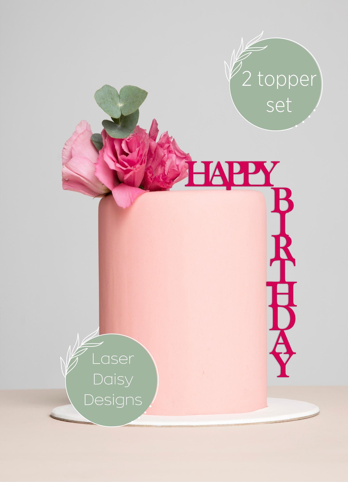 Acrylic Happy Birthday Cake Topper Set. Various Colours & Sizes. Optional age charm