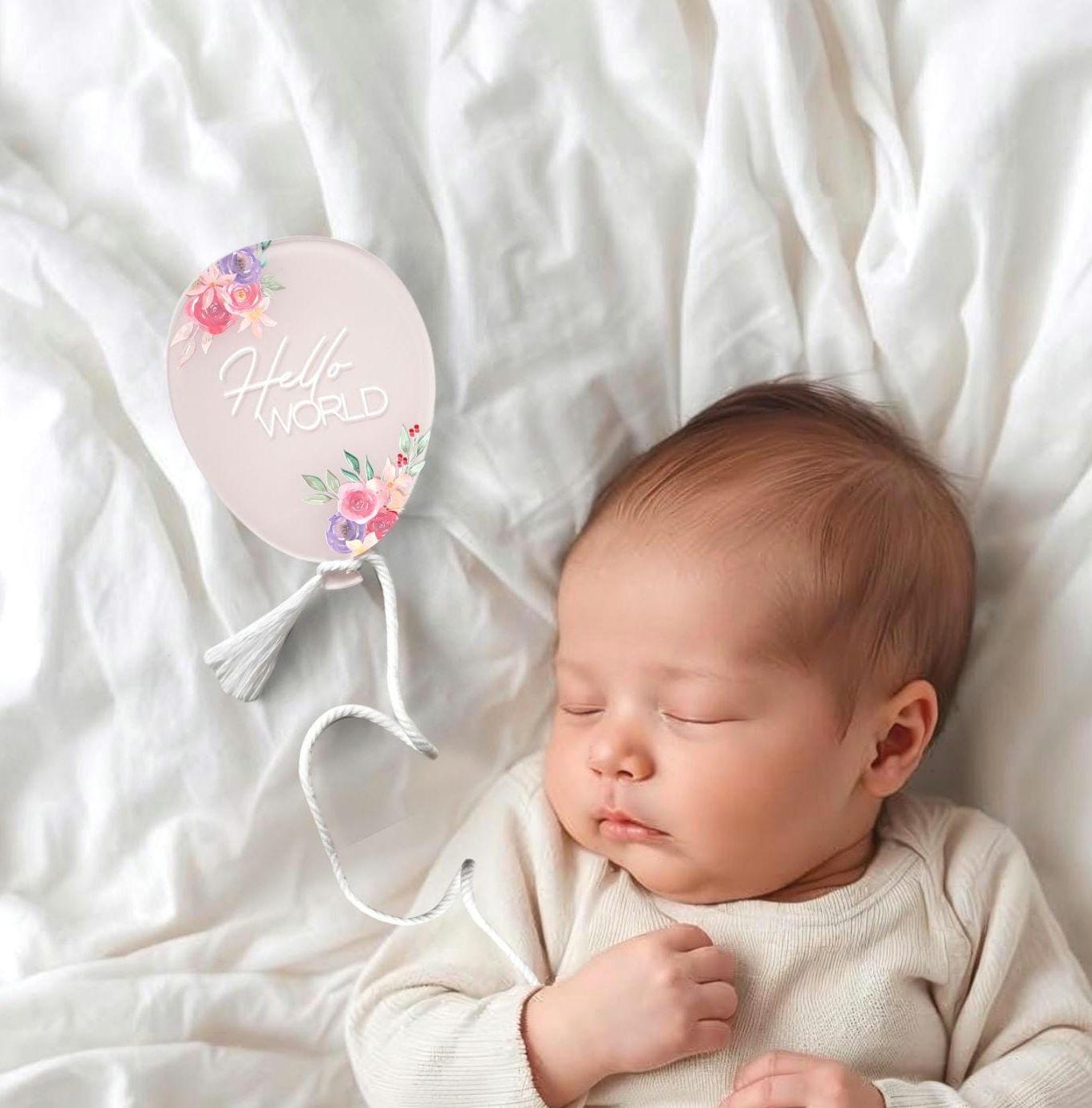 Acrylic New Baby Name Balloon, Hello World Photo Prop