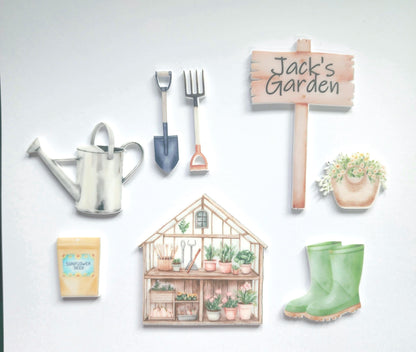 Gardening Theme Cake Charms. Printed Acrylic Cake Charm Set.
